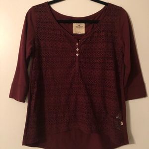 Maroon quarter length top